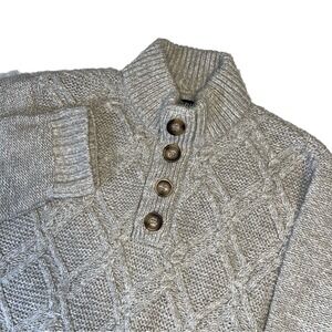 Immagini Men's XL Sweater Chunky Fisherman Knit Button Collar Wool Blend Italy